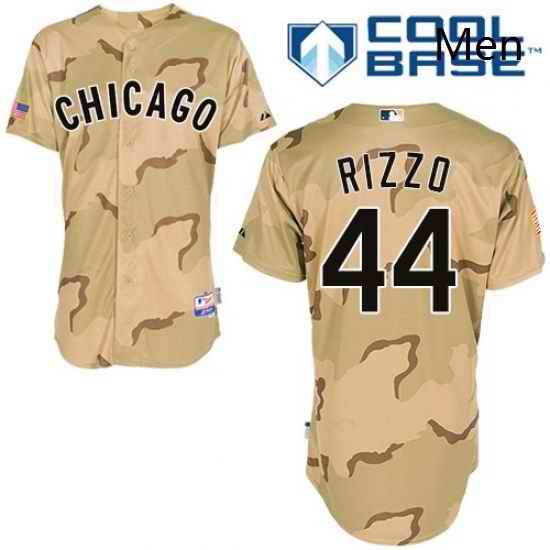 Mens Majestic Chicago Cubs 44 Anthony Rizzo Authentic Camo Commemorative Military Day Cool Base MLB Jersey
